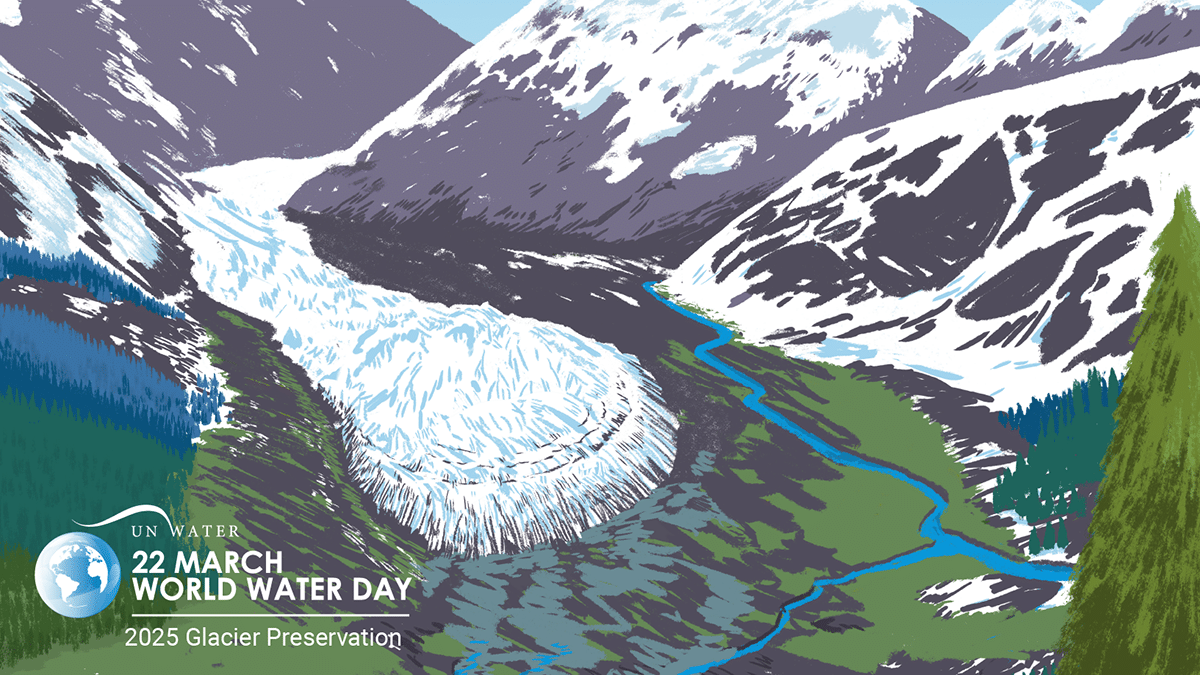 Isbre i alpint landskap - Verdens Vanndag 2025